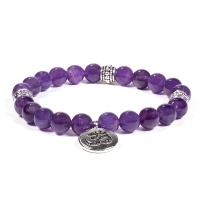 Mala/Armband Amethyst elastisch mit Ohm